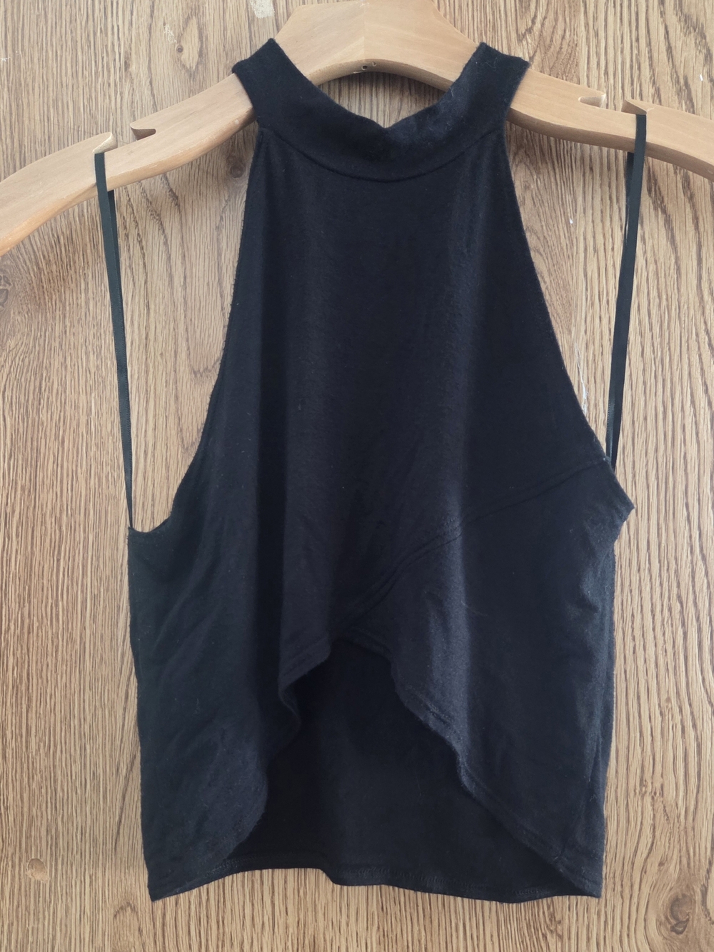 Foreign Exchange Black Halter Cropped Camisole